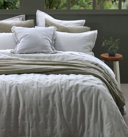 Laundered Linen Bedspread Set Pewter