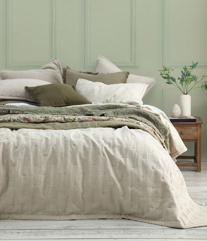 Laundered Linen Bedspread Set Natural