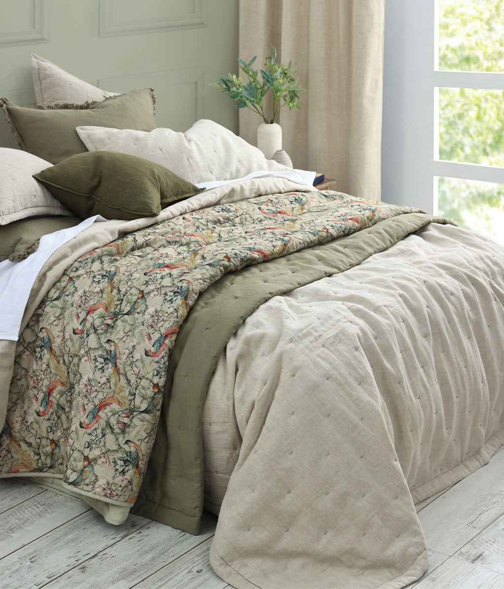 Laundered Linen Bedspread Set Natural