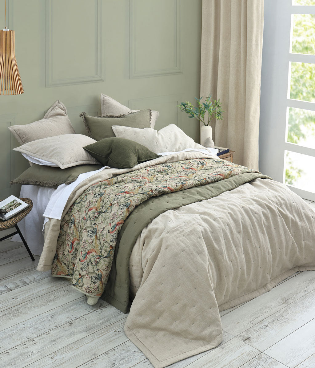 Laundered Linen Bedspread Set Natural