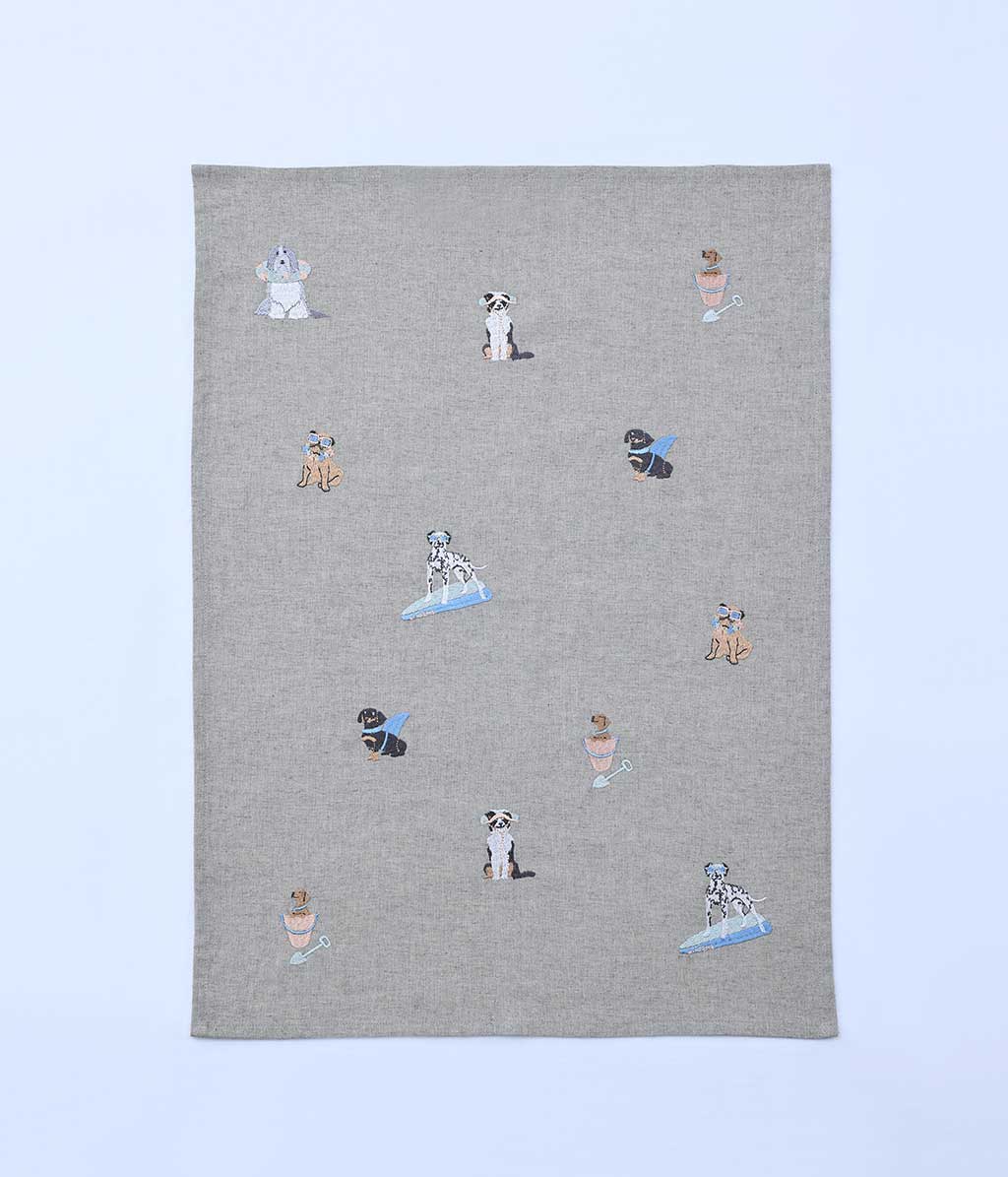 Beach Dogs Tea Towel