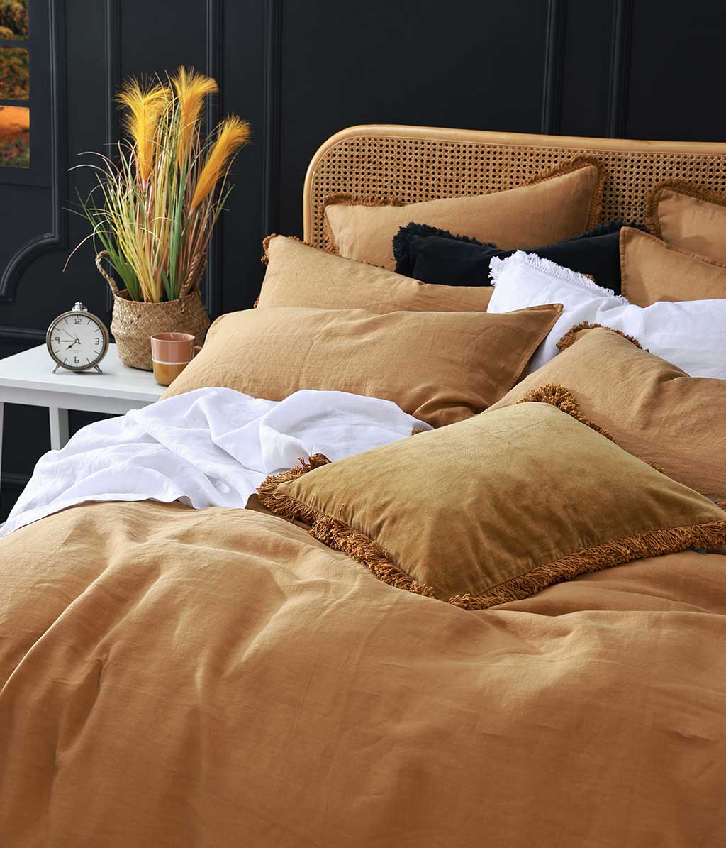 Laundered Linen Duvet Set Cumin