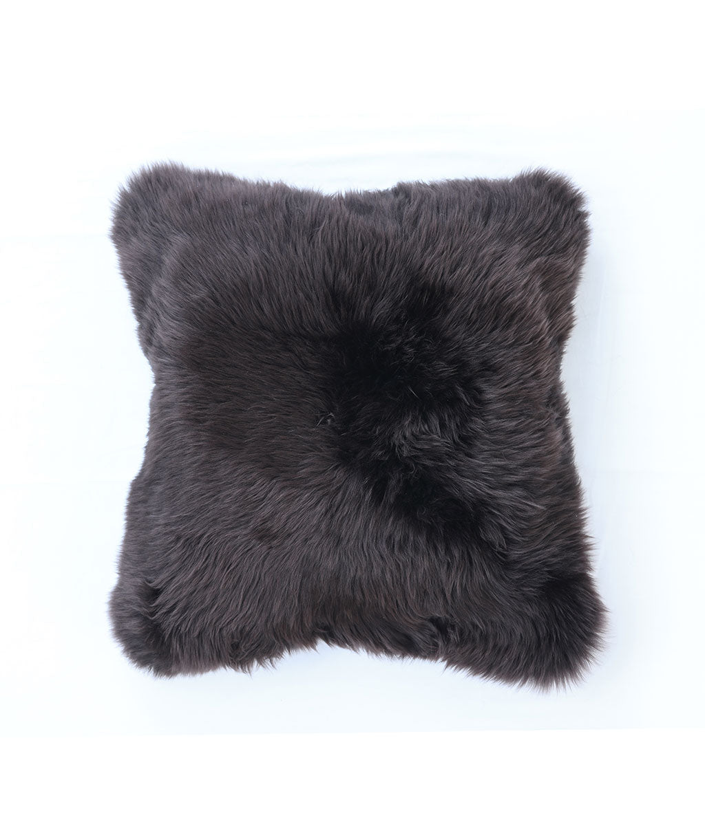 NZ Wool Sheepskin Cushion Chocolate