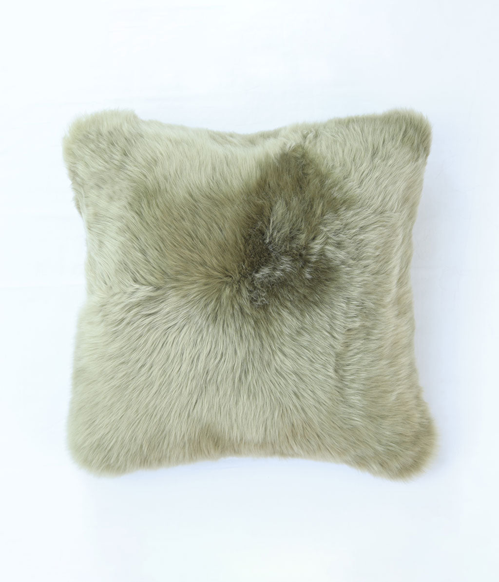 NZ Wool Sheepskin Cushion Olive