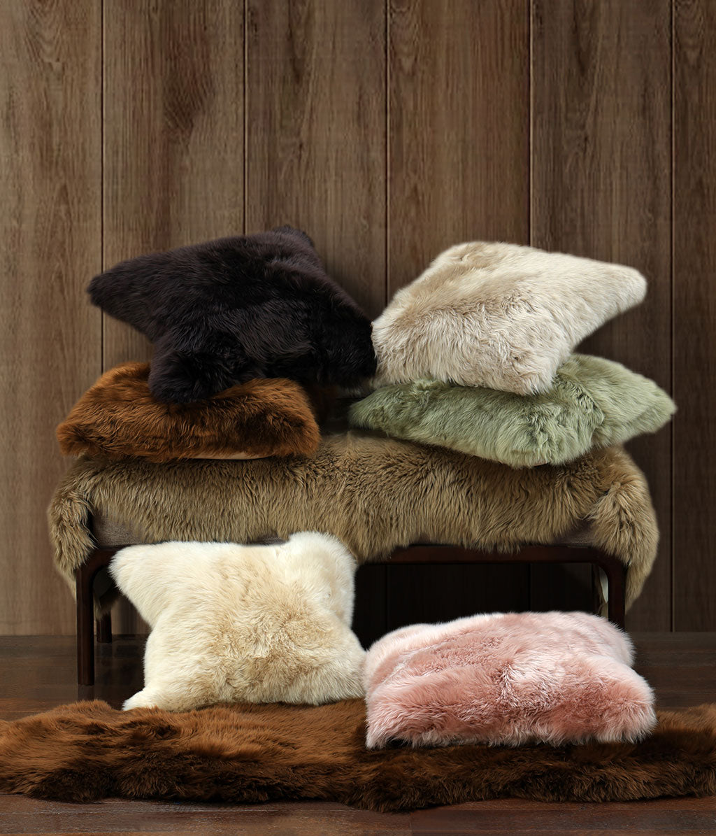 NZ Wool Sheepskin Cushion Taupe