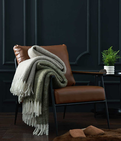 NZ Wool Throw Olive